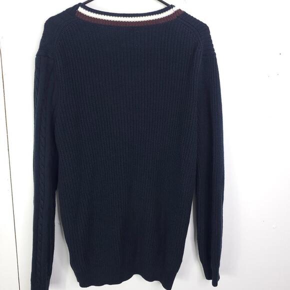 Tretorn Sweater Mens M Preppy Cardigan Cableknit Navy Academia Country Club - Picture 7 of 7